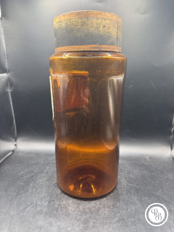 Rare et Ancien grand pot/flacon à Pharmacie - Pot d'Apothicaire en verre ambré du 19ème siècle - Hordeum Perlat - Collection - Décoration – Image 6