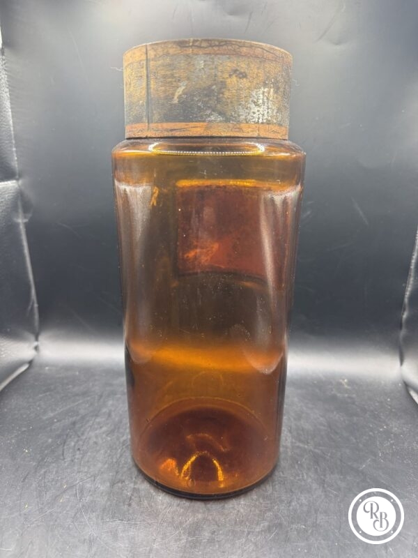 Rare et Ancien grand pot/flacon à Pharmacie - Pot d'Apothicaire en verre ambré du 19ème siècle - Hordeum Perlat - Collection - Décoration – Image 7