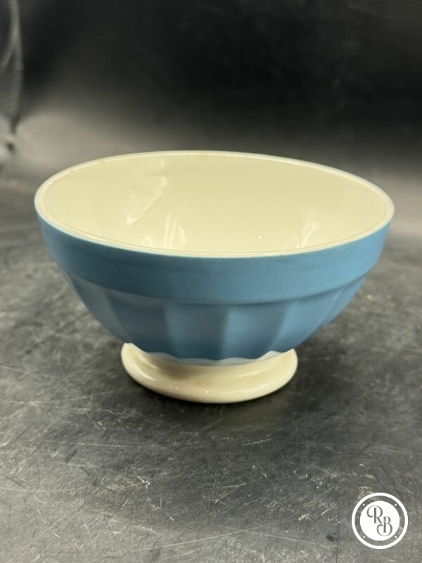 Petit bol à godons (à facettes) - Assez ancien - Café au Lait - En céramique blanche et bleue - Estampillé Digoin-Sarreguemines - Décoration - Collection – Image 6