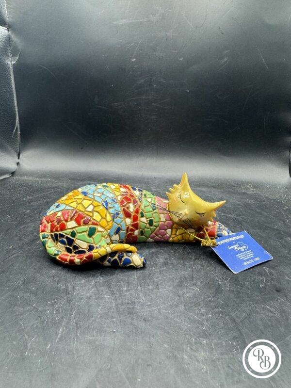 Rare Figurine de chat allongé de Capriochos Gaudi par Creaciones Velasco - Peinte à la main - Décoration - Collection – Image 3