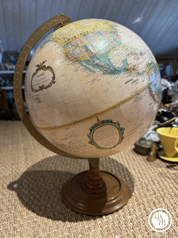 Globe-terrestre / Mappemonde - Replogle Globes Inc - Mase in Usa - En carton avec reliefs pour les sommets - Pied en bois - Déco – Image 2