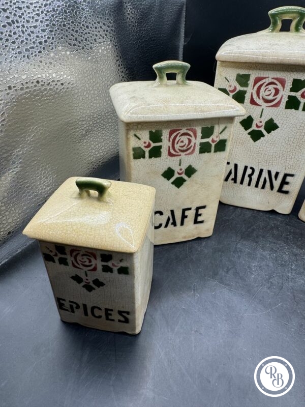Jolie série de 6 pots à Epices avec leurs couvercles - Datant du début XXème - Numérotés - Décoration - Collection – Image 3