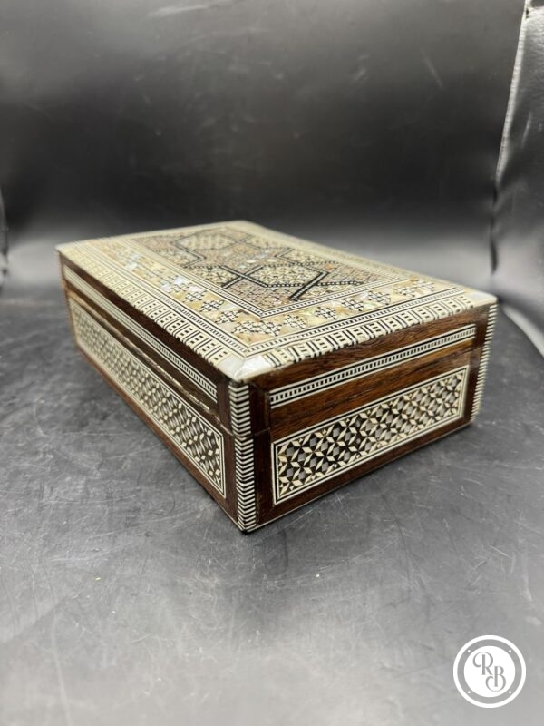 Ancienne Boîte à bijoux en mosaïque et marqueterie de nacre - Velour à l'intérieur - Moyen Orient Syrie - Déco - Collection – Image 5