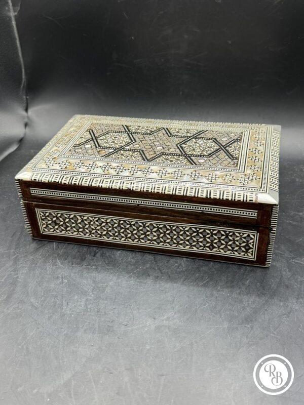 Ancienne Boîte à bijoux en mosaïque et marqueterie de nacre - Velour à l'intérieur - Moyen Orient Syrie - Déco - Collection – Image 6