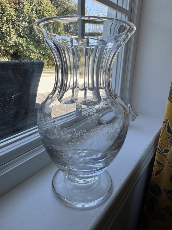 Rare - Vase en Cristal transparent - Cristallerie de Saint Louis - modèle Massenet - Décor gravé - Estampillé - Décoration - Collection – Image 4