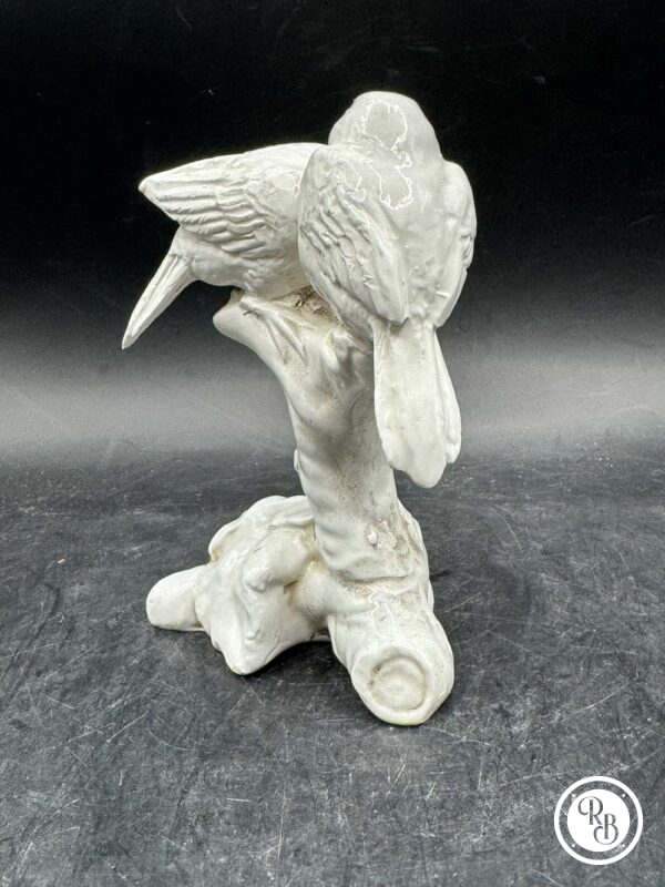 Rare petite statuette duo d'oiseaux en porcelaine - Début 20ème - Mésanges - Pinsons - Moineaux - Capodimonte - Made in Italie - Estampillée - Collection - Décoration – Image 5