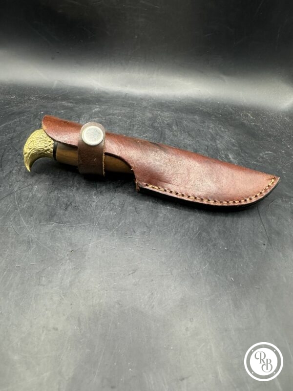 Rare ancien Couteau Scandinave à tête d'Aigle en laiton avec son Étui en cuir - Manche en bois - Collection – Image 6