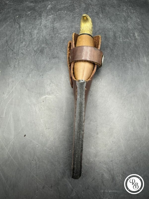 Rare ancien Couteau Scandinave à tête d'Aigle en laiton avec son Étui en cuir - Manche en bois - Collection – Image 7