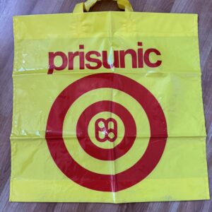 Rare ancien sac en plastique des années 80' - Prisunic - Jaune logo rouge - Vintage - Collection - Décoration