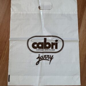 Rare ancien sac en plastique des années 80' - Cabri Jarry - Blanc et noir - Vintage - Collection - Décoration