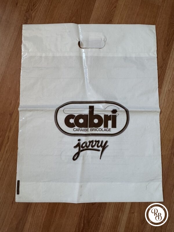 Rare ancien sac en plastique des années 80' - Cabri Jarry - Blanc et noir - Vintage - Collection - Décoration