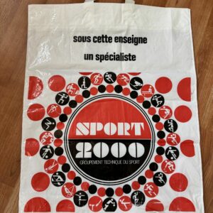 Rare ancien sac en plastique des années 80' - Sport 2000 - blanc logo rouge et noir - Vintage - Collection - Décoration