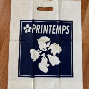 Rare ancien sac en plastique des années 80' - Printemps - Blanc et bleu - Vintage - Collection - Décoration