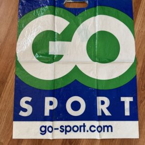 Rare ancien sac en plastique des années 80' - Go Sport - Blanc, vert et bleu - Vintage - Collection - Décoration