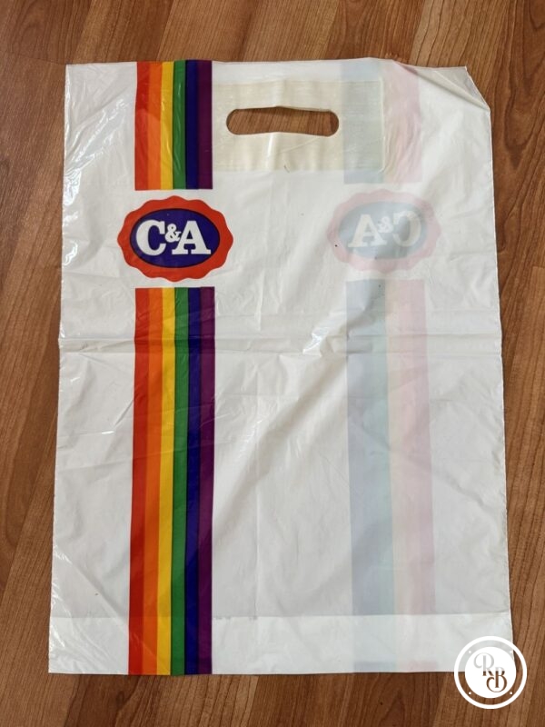 Rare ancien sac en plastique des années 80' - C&A - Arc en Ciel - Vintage - Collection - Décoration