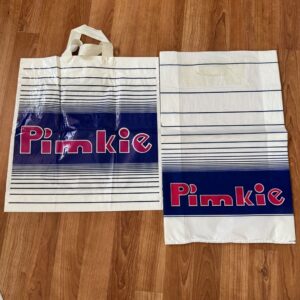 Rares deux anciens sacs en plastique des années 80' - Pimkie- Bleu et rose - Vintage - Collection - Décoration