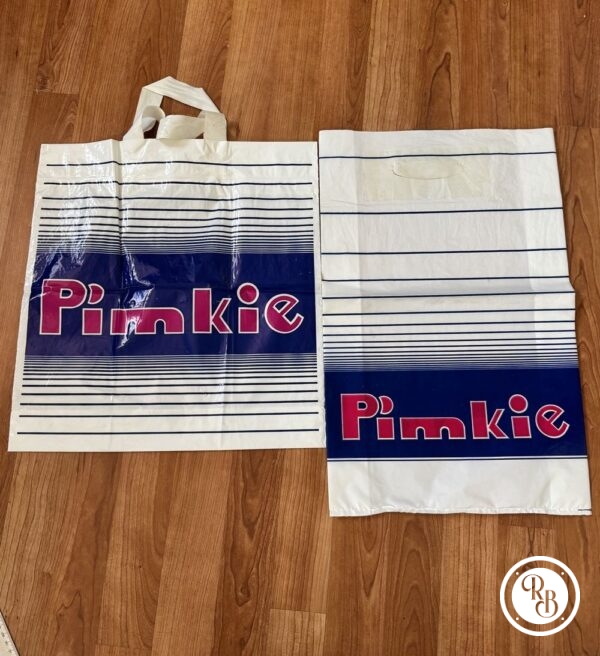 Rares deux anciens sacs en plastique des années 80' - Pimkie- Bleu et rose - Vintage - Collection - Décoration
