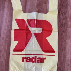 Rare ancien sac en plastique des années 80' - Radar - Jaune et rouge - Vintage - Collection - Décoration