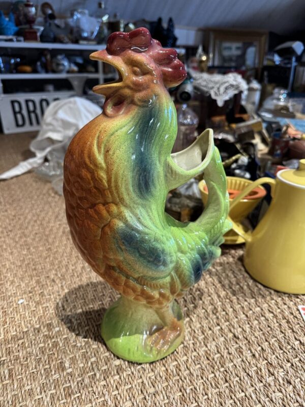 Magnifique Pichet en Barbotine et en forme de Coq/Rooster - Faïencerie de Saint Clément - Signé - Collection - Décoration – Image 2