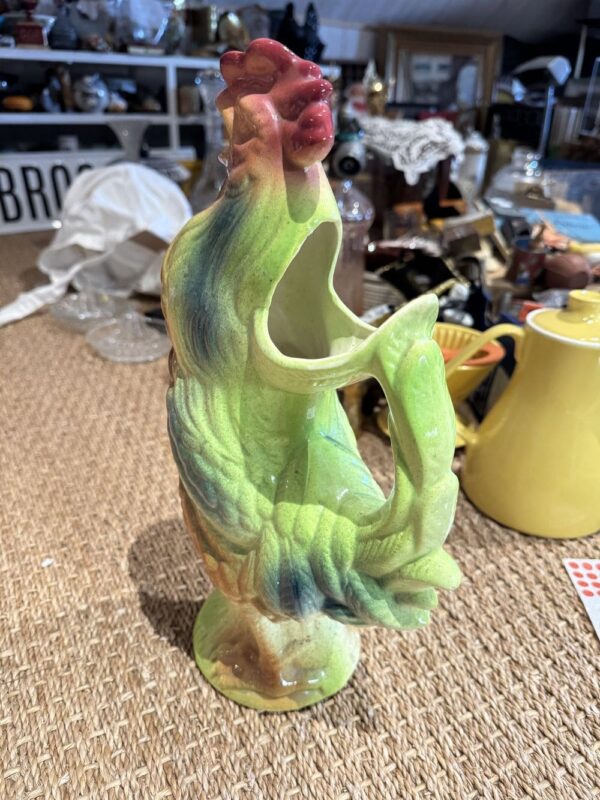Magnifique Pichet en Barbotine et en forme de Coq/Rooster - Faïencerie de Saint Clément - Signé - Collection - Décoration – Image 3