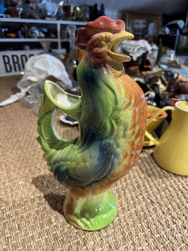 Magnifique Pichet en Barbotine et en forme de Coq/Rooster - Faïencerie de Saint Clément - Signé - Collection - Décoration – Image 5