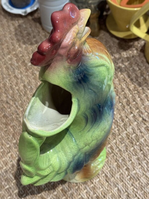 Magnifique Pichet en Barbotine et en forme de Coq/Rooster - Faïencerie de Saint Clément - Signé - Collection - Décoration – Image 6