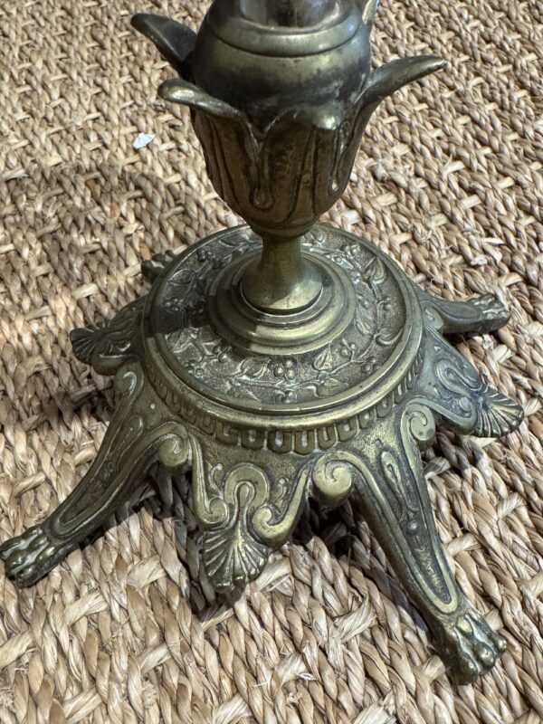 Ancien Vase cornet et verre en cristal gravé sur piètement en bronze doré datant du 19ème - Collection - Décoration – Image 4