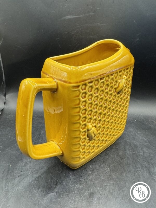Magnifique Carafe/Pichet ancien signée Faïencerie de Saint Clément - Jaune décor Abeilles et alvéoles - Collection - Décoration - bar bistrot - Vintage french antique – Image 3