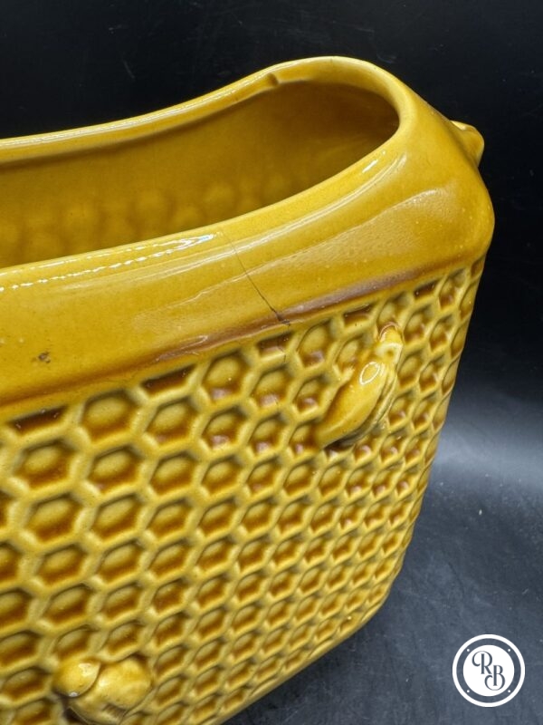 Magnifique Carafe/Pichet ancien signée Faïencerie de Saint Clément - Jaune décor Abeilles et alvéoles - Collection - Décoration - bar bistrot - Vintage french antique – Image 4