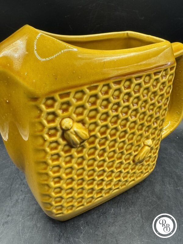 Magnifique Carafe/Pichet ancien signée Faïencerie de Saint Clément - Jaune décor Abeilles et alvéoles - Collection - Décoration - bar bistrot - Vintage french antique – Image 6