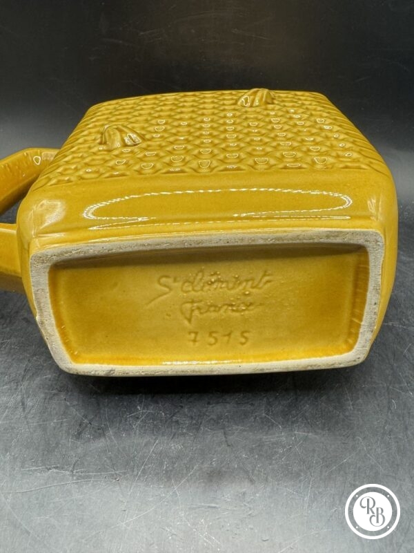 Magnifique Carafe/Pichet ancien signée Faïencerie de Saint Clément - Jaune décor Abeilles et alvéoles - Collection - Décoration - bar bistrot - Vintage french antique – Image 7