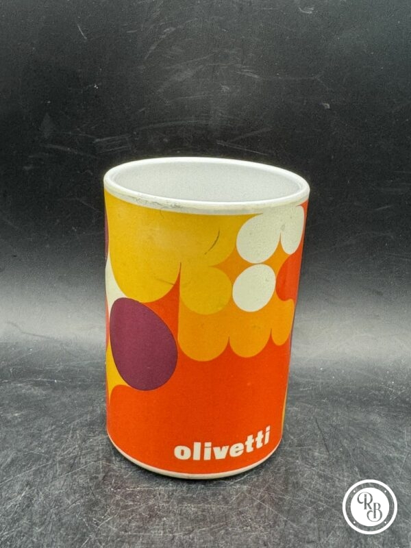 Rare Pot à crayon vintage - Design de la graphiste Anna Monika Jost - 1966 - Fabriqué pour Olivetti par M.A.I Gentilly - Collection - Décoration - Rouge - Blanc - Orange – Image 2