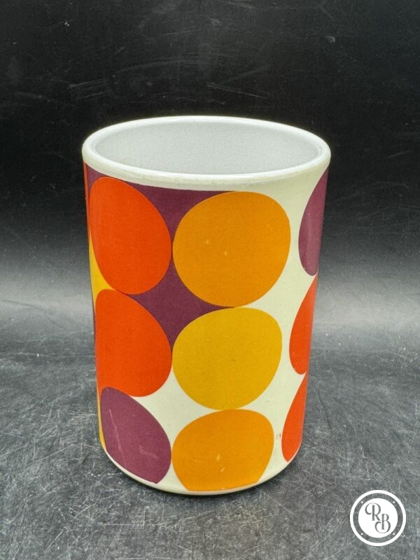 Rare Pot à crayon vintage - Design de la graphiste Anna Monika Jost - 1966 - Fabriqué pour Olivetti par M.A.I Gentilly - Collection - Décoration - Rouge - Blanc - Orange – Image 4