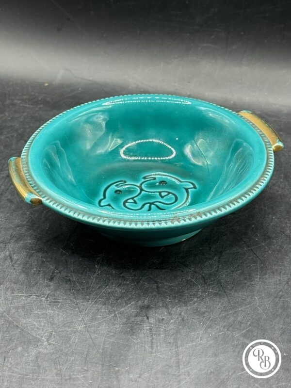 Petit Bol/Vide poche/Cendrier Verceram de couleur vert et or et des années 1950 - Décor Dauphins - Collection - Décoration - Céramique – Image 5