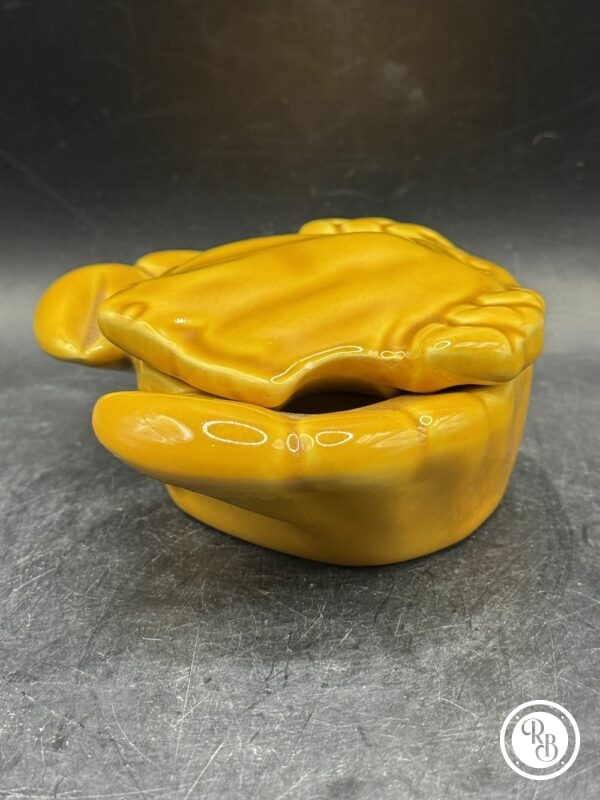 Ancienne Boite à bijou /Petite bonbonnière en forme de Crabe - Céramique jaune - Objet de curiosité - Vintage - Bord de Mer - Déco - Collection – Image 2