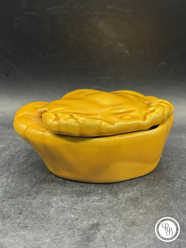 Ancienne Boite à bijou /Petite bonbonnière en forme de Crabe - Céramique jaune - Objet de curiosité - Vintage - Bord de Mer - Déco - Collection – Image 3