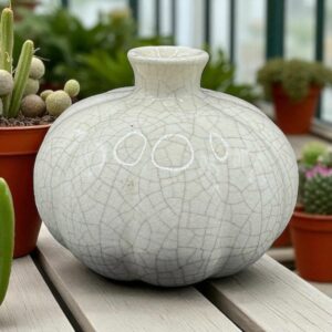 Beau vase/pot boule original en céramique craquelée - Décoration - Collection