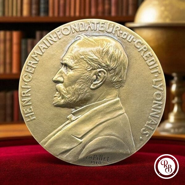 Médaille en bronze doré - Henri Germain Fondateur du Crédit Lyonnais - Signée Pillet 1910 - Collection