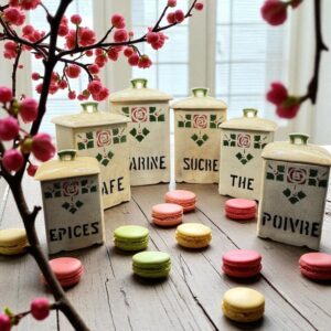 Jolie série de 6 pots à Epices avec leurs couvercles - Datant du début XXème - Numérotés - Décoration - Collection