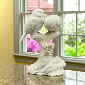 Rare petite statuette duo d'oiseaux en porcelaine - Début 20ème - Mésanges - Pinsons - Moineaux - Capodimonte - Made in Italie - Estampillée - Collection - Décoration