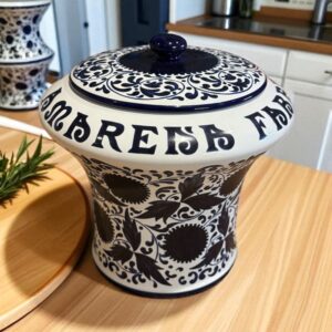 Magnifique et rare vase en faïence des années 1960 - Amarena Fabbri Bologna - Cerise noire - Avec couvercle - Céramique de Deruta - Fabriqué en Italie - Déco - Collection