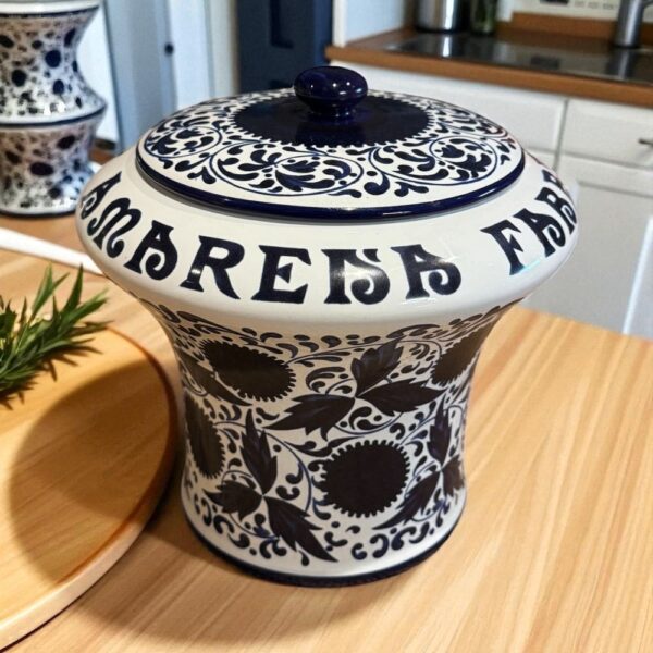 Magnifique et rare vase en faïence des années 1960 - Amarena Fabbri Bologna - Cerise noire - Avec couvercle - Céramique de Deruta - Fabriqué en Italie - Déco - Collection