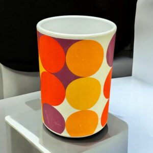 Rare Pot à crayon vintage - Design de la graphiste Anna Monika Jost - 1966 - Fabriqué pour Olivetti par M.A.I Gentilly - Collection - Décoration - Rouge - Blanc - Orange
