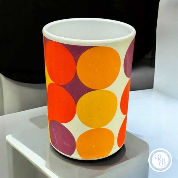 Rare Pot à crayon vintage - Design de la graphiste Anna Monika Jost - 1966 - Fabriqué pour Olivetti par M.A.I Gentilly - Collection - Décoration - Rouge - Blanc - Orange