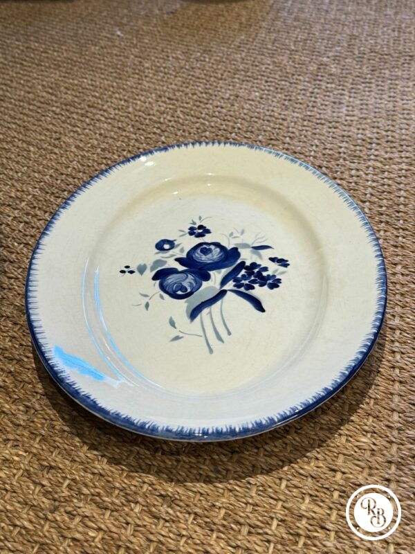 Grand plat ovale - Faïencerie Longchamps - Terre de fer - Des années 1930/40 - Décor à fleurs bleues - Collection - Décoration - Arts de la table – Image 2