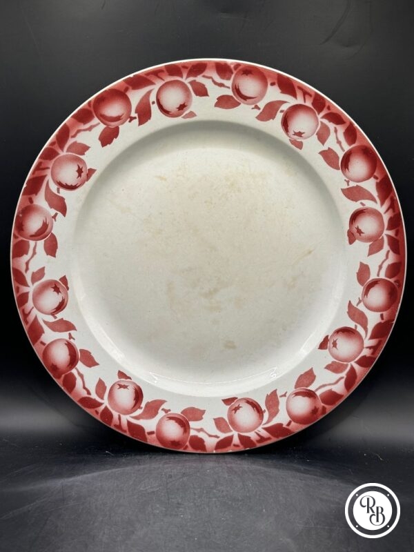 Grande Assiette ronde décorative - Céramique de Saint Amand - Des années 1930/40 - Décor à fleurs rouges - Collection - Décoration - Arts de la table – Image 2