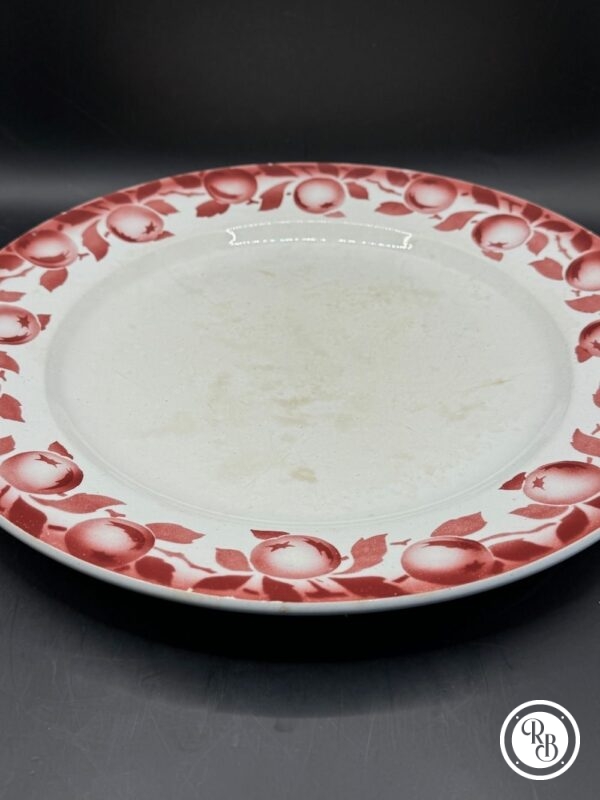 Grande Assiette ronde décorative - Céramique de Saint Amand - Des années 1930/40 - Décor à fleurs rouges - Collection - Décoration - Arts de la table – Image 3