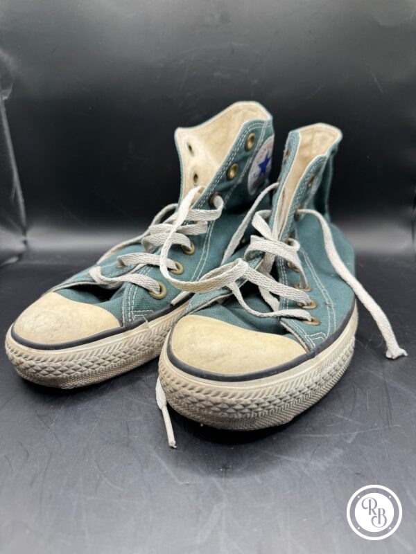Ancienne paire de Converses - Made in Usa - Des années 1980 - Vert Canvas- Collection - Vintage - Taille 5-37 – Image 2