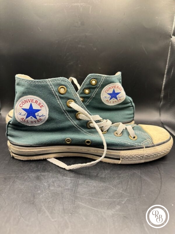 Ancienne paire de Converses - Made in Usa - Des années 1980 - Vert Canvas- Collection - Vintage - Taille 5-37 – Image 3