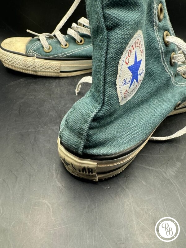 Ancienne paire de Converses - Made in Usa - Des années 1980 - Vert Canvas- Collection - Vintage - Taille 5-37 – Image 4